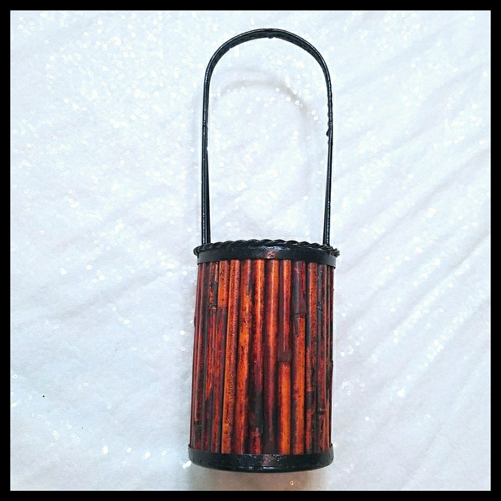 Pier 1 Bamboo Resin Wine Bottle Holder Carrier Black Brown